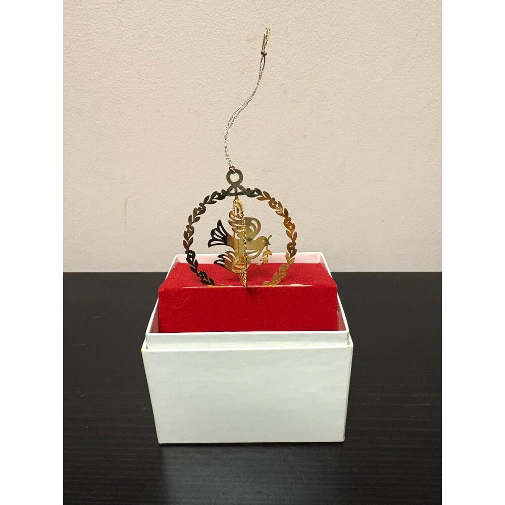 Vintage Tammy Trims Christmas Dove Ornament 24K Gold Finish Trim In Box
